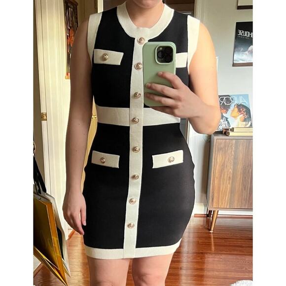 Anthropologie BodyCon Knit Dress in Black & White Women's Small - Picture 11 of 11